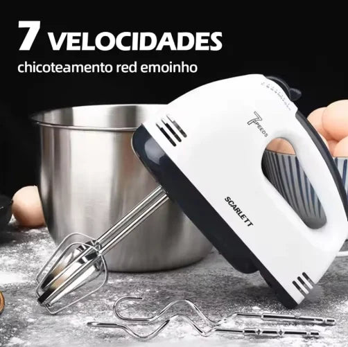Batedeira Elétrica Portátil 7 Velocidades | Ideal para Bolos, Massas e Chantilly