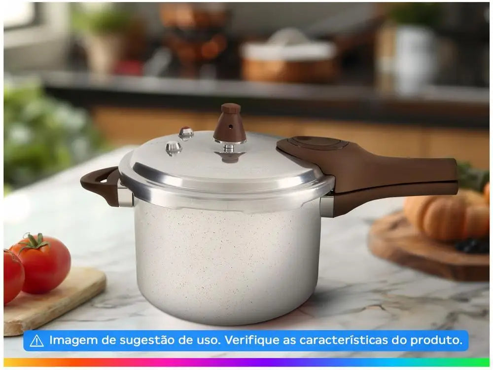 Panela de Pressão Brinox Ceramic Life Pressure 4,2L Vanilla com Indução