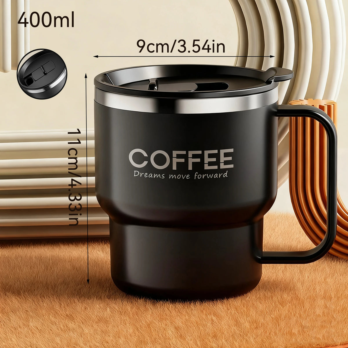 Caneca Térmica Inox 304 com Tampa e Alça | Antivazamento