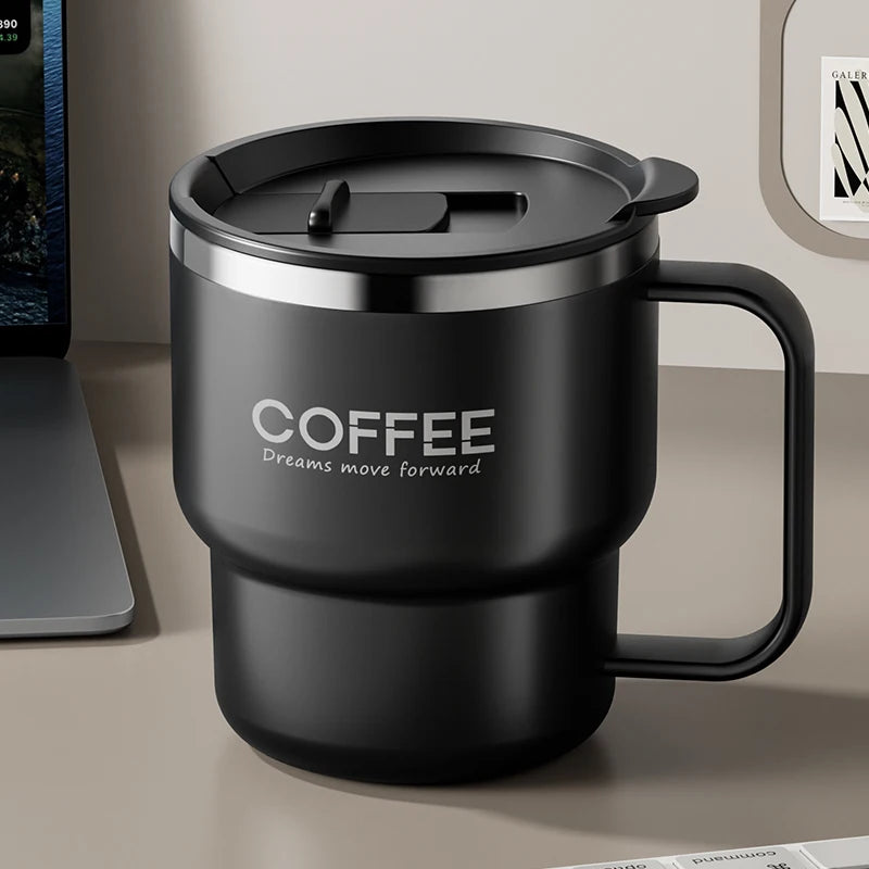Caneca Térmica Inox 304 com Tampa e Alça | Antivazamento