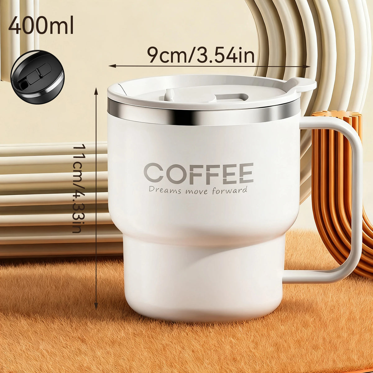 Caneca Térmica Inox 304 com Tampa e Alça | Antivazamento