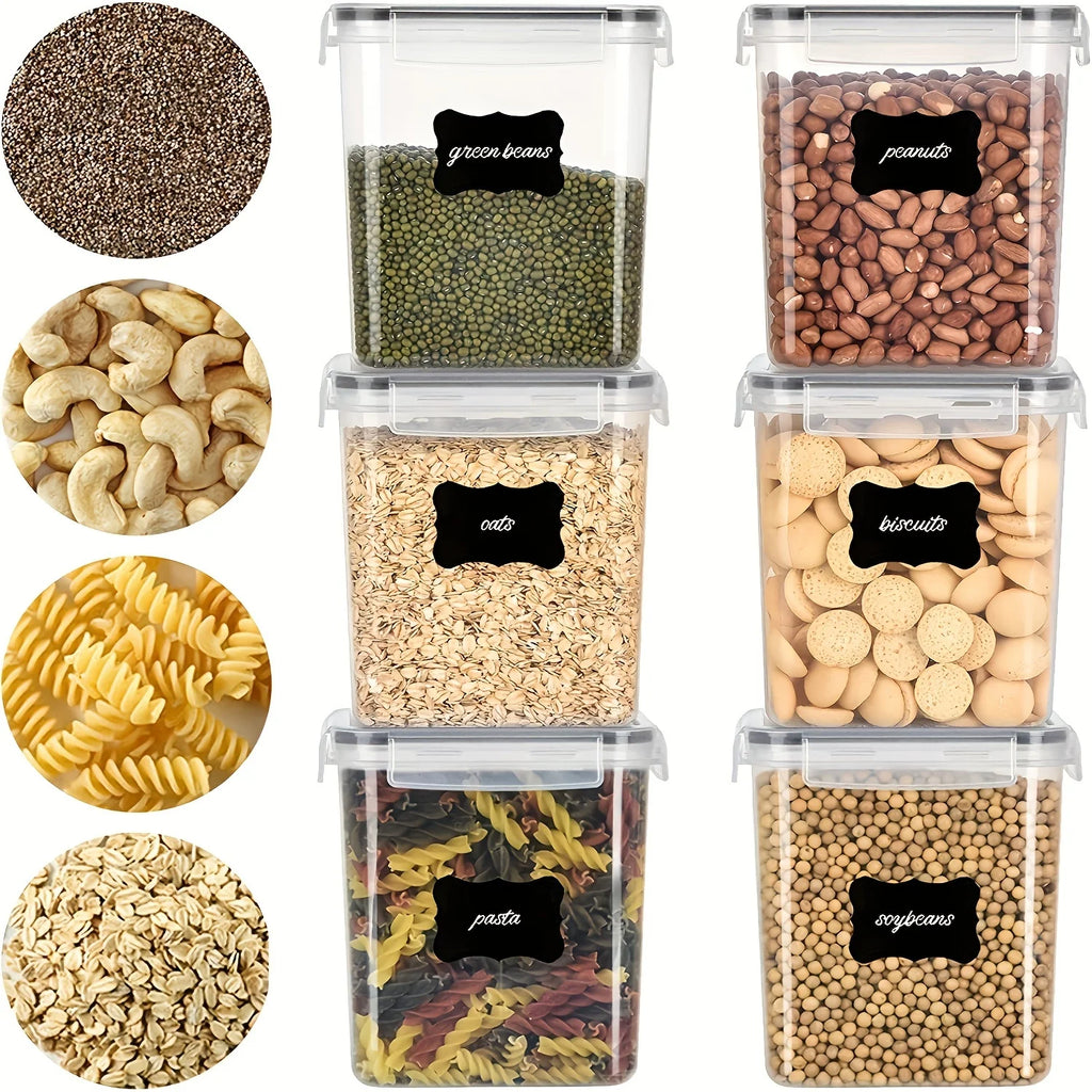 Conjunto de Potes Herméticos de Plástico Sem BPA 1,6L com Etiquetas