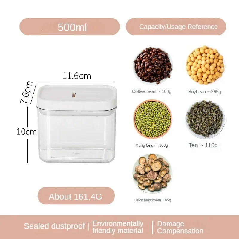 Clear Food Grade Plastic Storage Jar Airtight Seal for Kitchen Snacks Cereals Beans Kitchen Storage Organizer Kitchen Storage