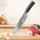 Faca Chef Premium Textura Damascus em Aço Inoxidável