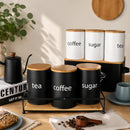 Kit de Potes Organizadores com Tampa de Bambu para Cozinha