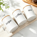 Kit de Potes Organizadores com Tampa de Bambu para Cozinha