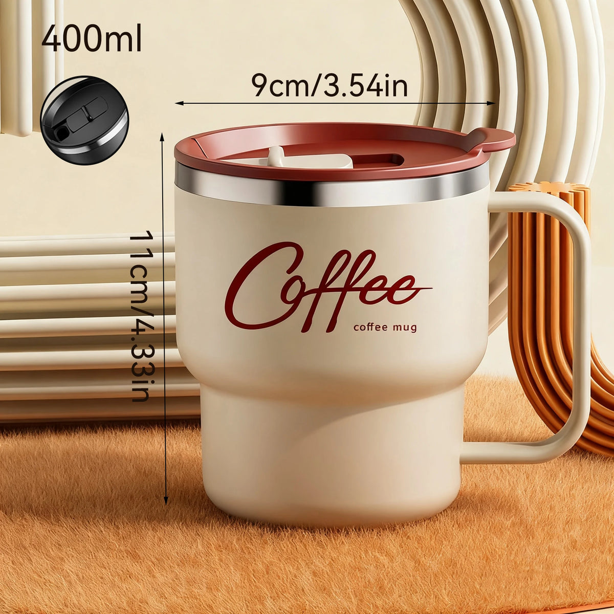 Caneca Térmica Inox 304 com Tampa e Alça | Antivazamento